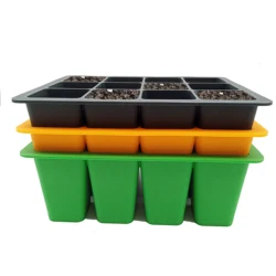 Reusable 12 Holes Seed Germinating Plant Nursery Seeding Starter Growing Trays Silicone Seedling Tray