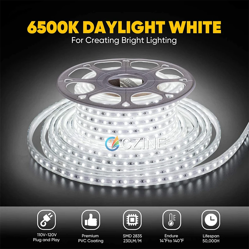 AC 110V 220V 6500k 60led 18w/mDownlight/ceiling/pendant/wall Light flexible waterproof smd2835 led strip light