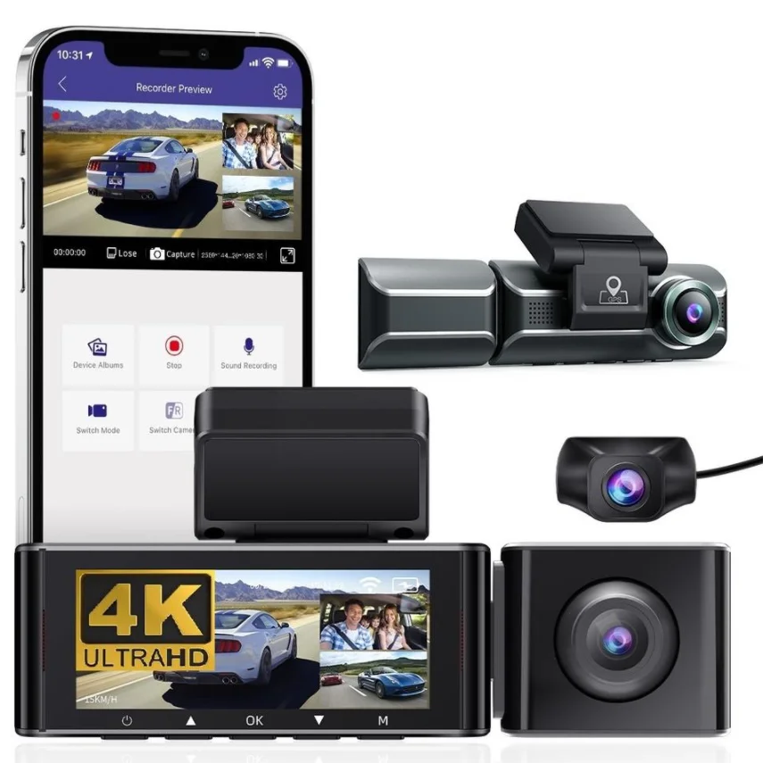 Оптовая продажа высокое качество 4K UHD Автомобильный видеорегистратор AZDOME M550 передний и задний 1080P 3-канальный встроенный Wi-Fi GPS G-сенсор