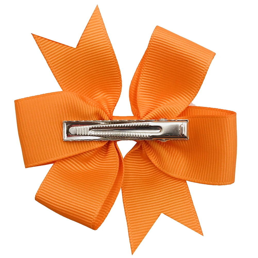 
7.6cm 3 inch 20 Colors Custom Wholesale grosgrain ribbon pinwheel Girls hair bows with Hair Clips 
