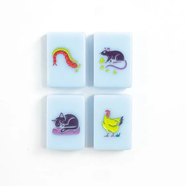 Light Blue SINGAPOREAN MAHJONG TILES custom American Mah jong Tiles Set with Your Design