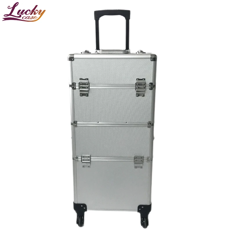2 in 1 Trolley Train Makeup Artist Box Large Space Salon & Spa Rolling Cosmetics Case Beauty Tools Storage Suitcase with Wheels