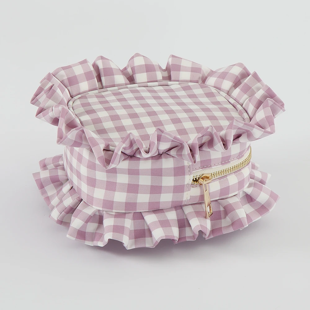 Factory Wholesale Cute Cosmetic Bags Ruffle Full Series Travel Cosmetic Bags Travel Portable Large Capacity Cosmetic Bag Set