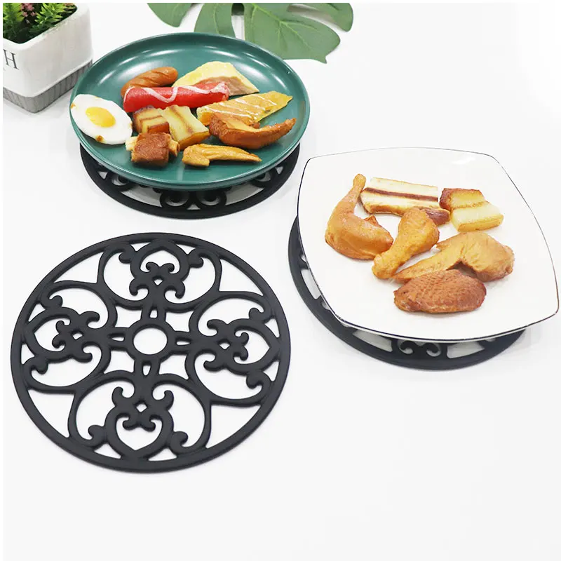 Custom 3 Pcs Set Tischset Round Trivet Drying Heat Resistant Table Pad Silicone Placemat Silicon Mat