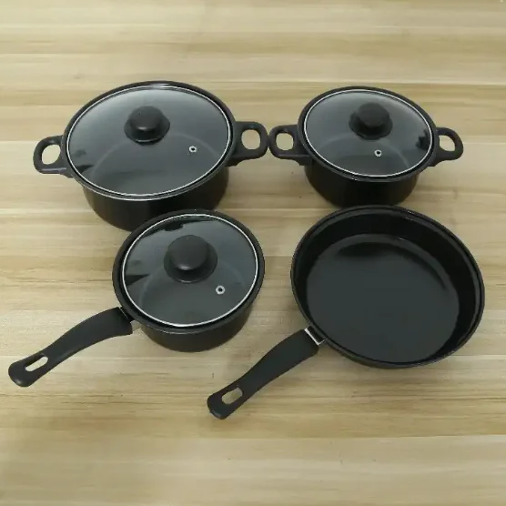 Wholesale 13 Pieces Cooking Accessories Multiple Size Iron Pots and Pan With Glass Lids And Utensil Sets
