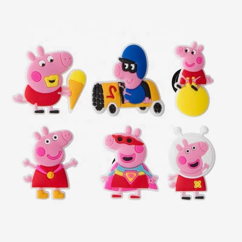 Cartoon Pink Pig Garden Shoe Charms Lighted Shoe Buckles Cool Accessories Fit Bracelets Shoes Kids Gift