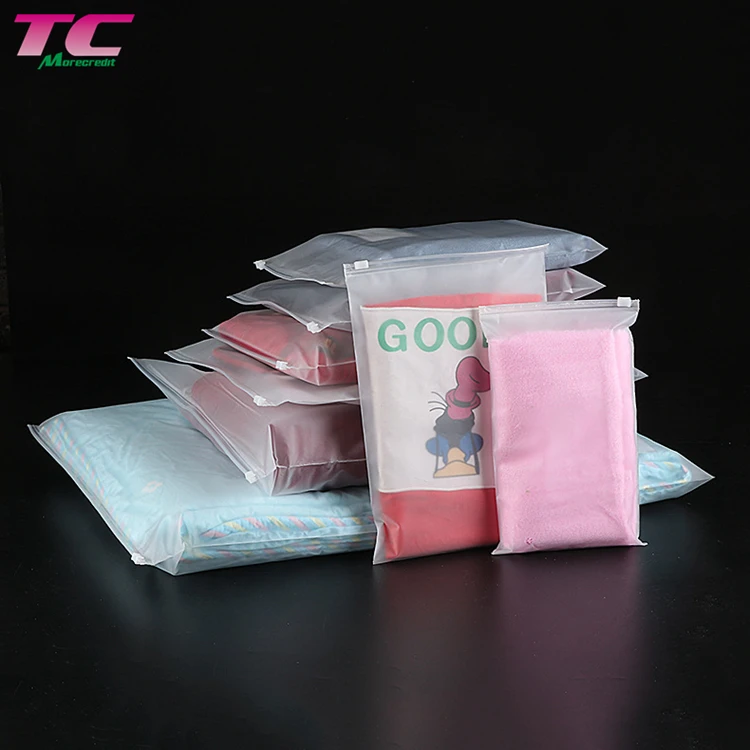 Translucent PVC Clear Plastic Bags Custom Logo Frosted Poly Zipper Bags For Clothes Shirt Swimwear Packaging
