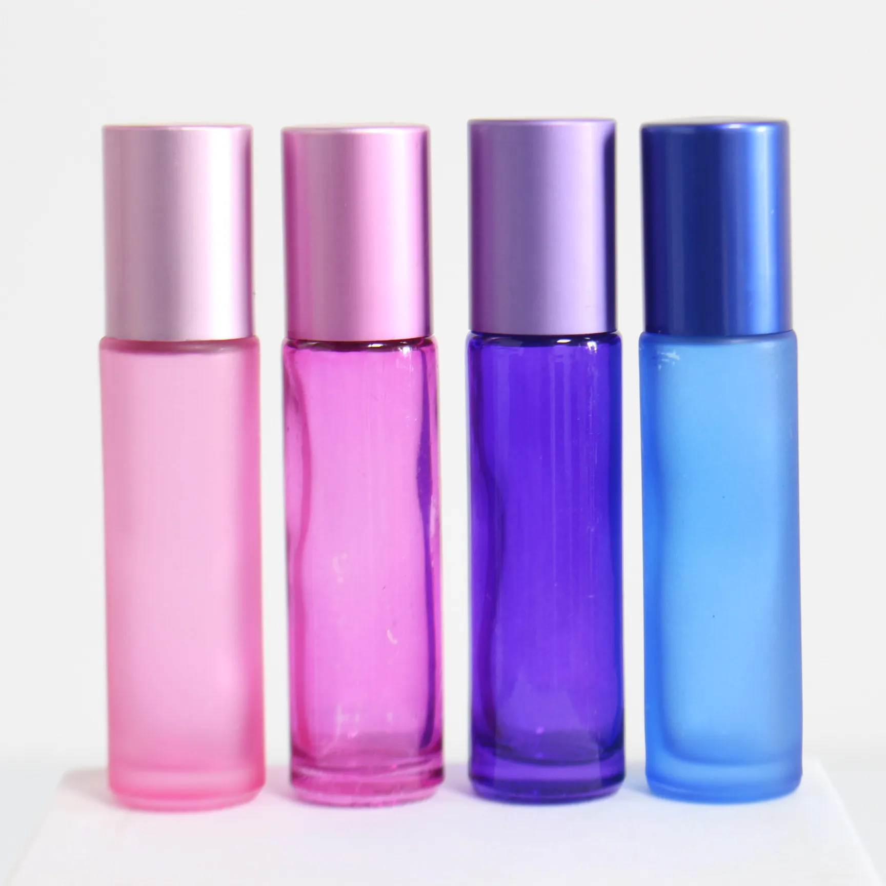5ml 8ml 10ml transparent Amber Blue Essential Oil Bottle cosmetic  Glass Roll on Bottles with Metal Roller Ball