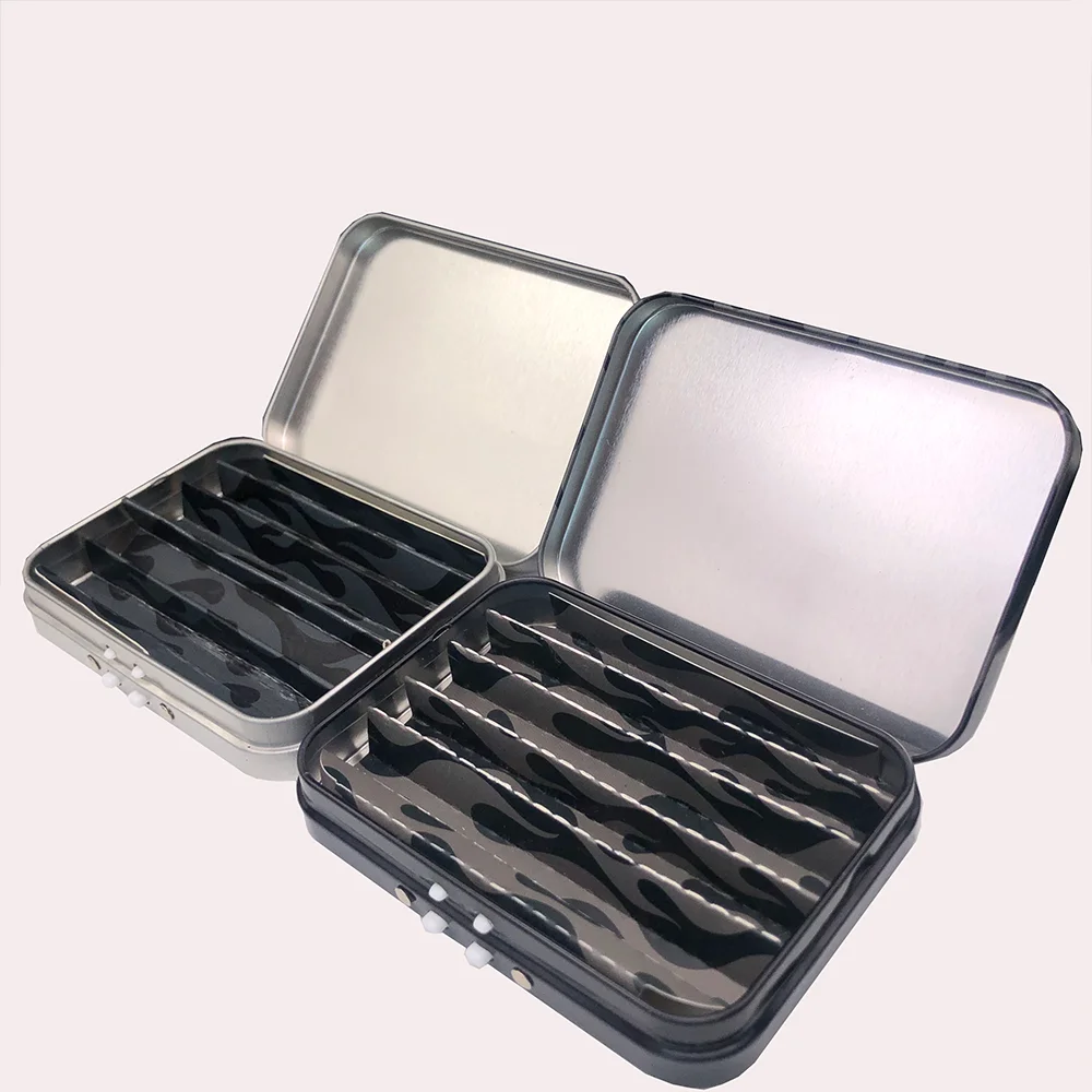 CMYK printing metal hinged tin case for child resistant box packaging