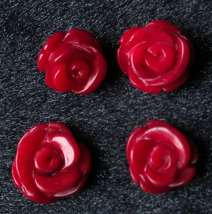 10mm Half Drill Rose/Flower Shape Dyed Red Coral Beads For Wholesale