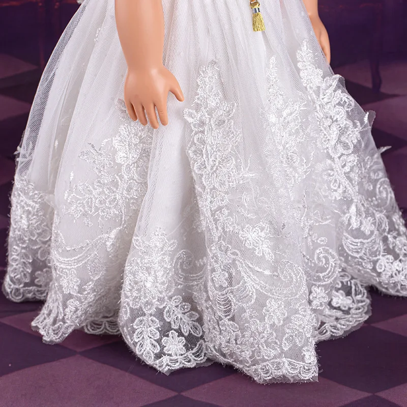 Free Sample 18 inch girl doll dress high quality doll clothes wedding dress