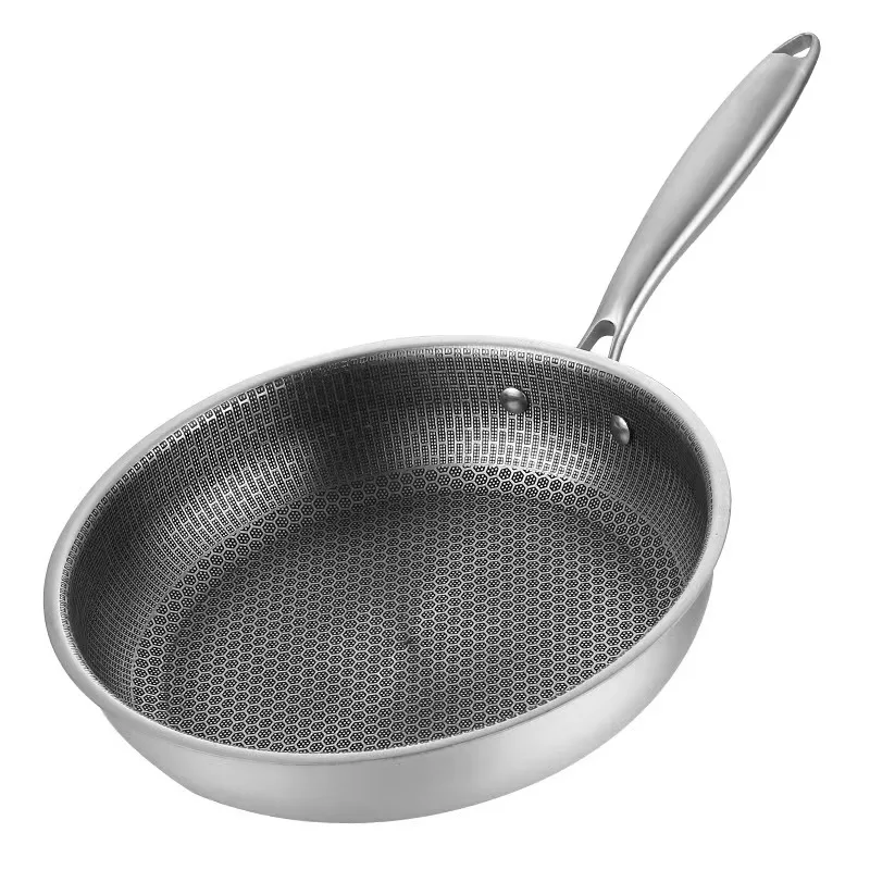 Stainless steel full screen honeycomb frying pan household fried eggs easy to clean non-stick pan