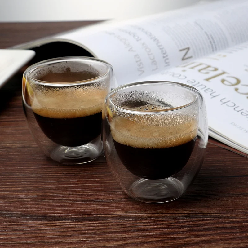 Double-Layer Hollow Glass Coffee Cup Sets for Drinking Tea