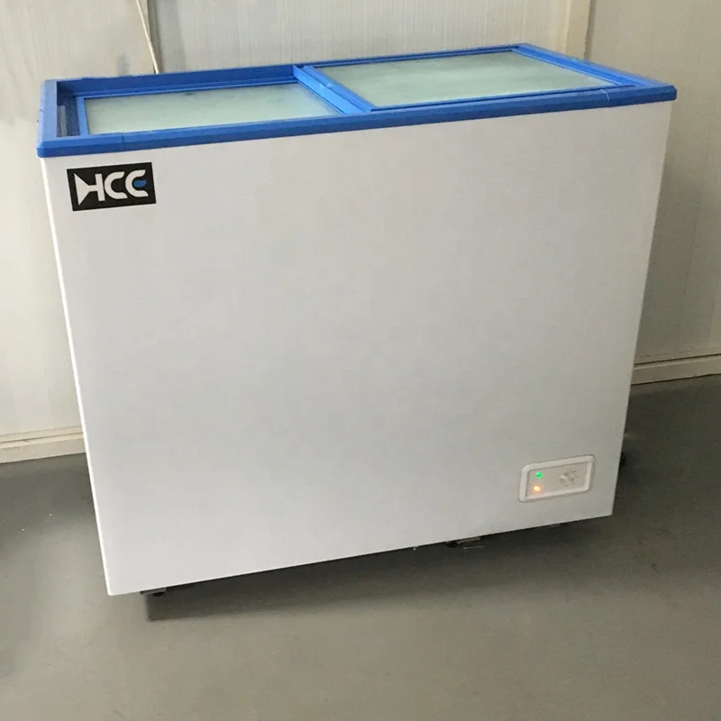 368L commercial supermarket deep chest freezers ice cream chest freezer glass door for sale