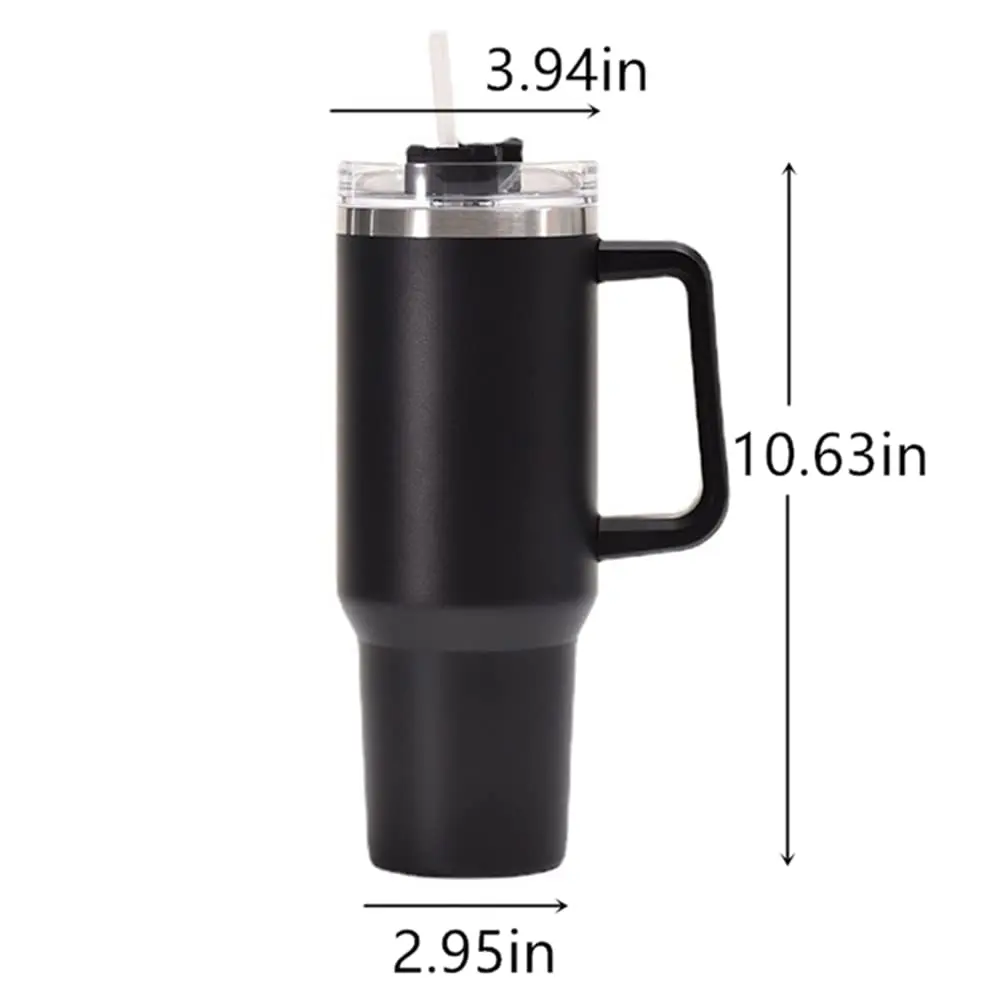 Custom Vacuum Insulated 40oz Travel Mug Flowstate Stainless Steel Tumbler With Straw And Handle