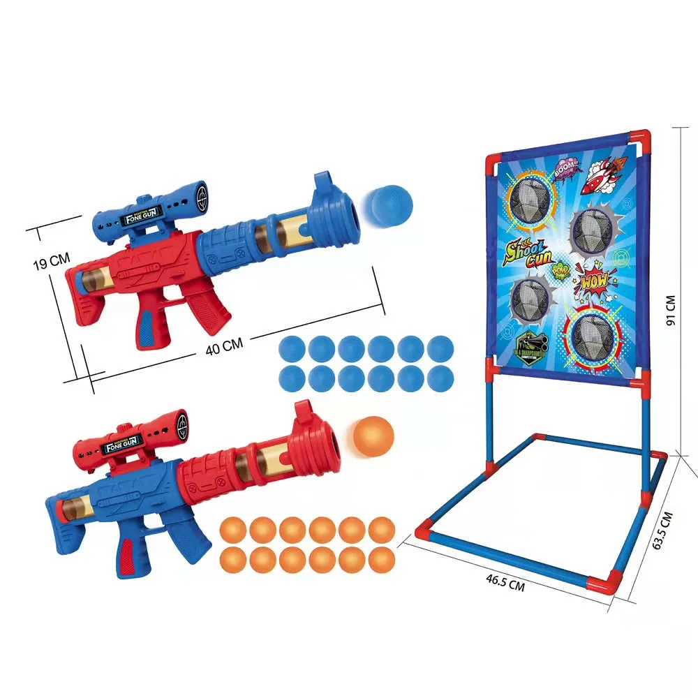 Factory customized 2 in 1 shooting target children foam ball outdoor game target shooting toy gun