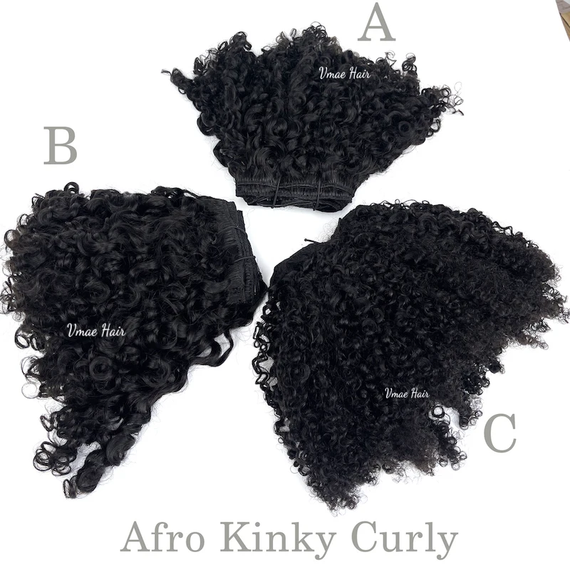 VMAE Best Quality Mongolian Raw Virgin Natural Black 100g Natural Black Afro Kinky Curly Clip In Extension Human Hair