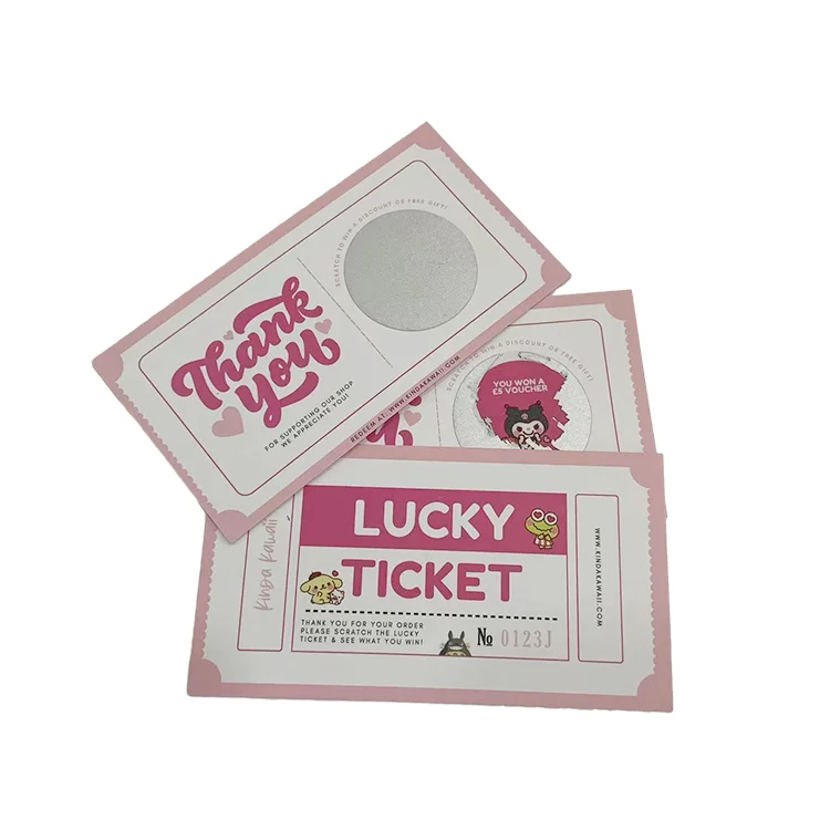 Free Design Wholesale Custom Eco friendly Paper  UV Scratch Off Win Lottery Card Printing