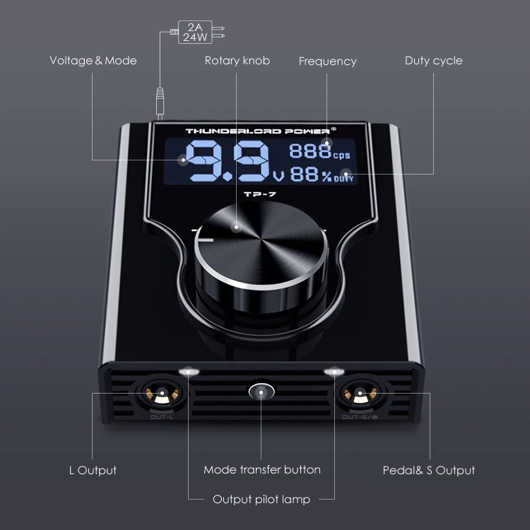 Professional Tattoo Power Supply TP-7 Thunderlord Power Supply Mini Tattoo Power Source