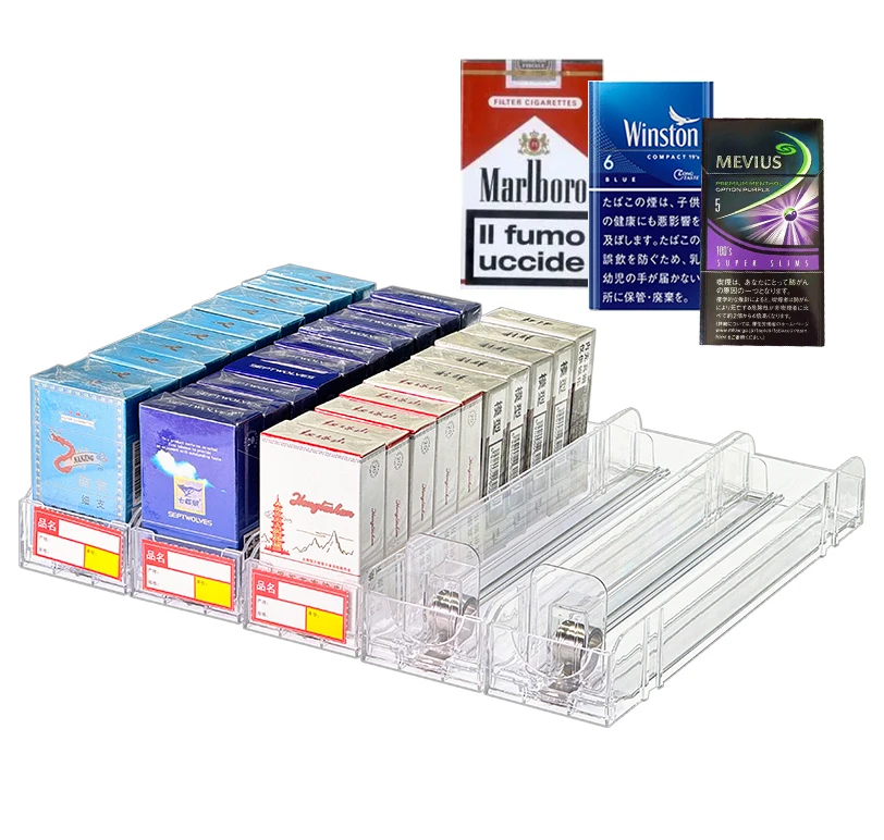 Adjustable Auto-Feed Tobacco Pack Desktop Four-in-One Smoke Shelf Pusher Marketing Holders Cigarette Pusher