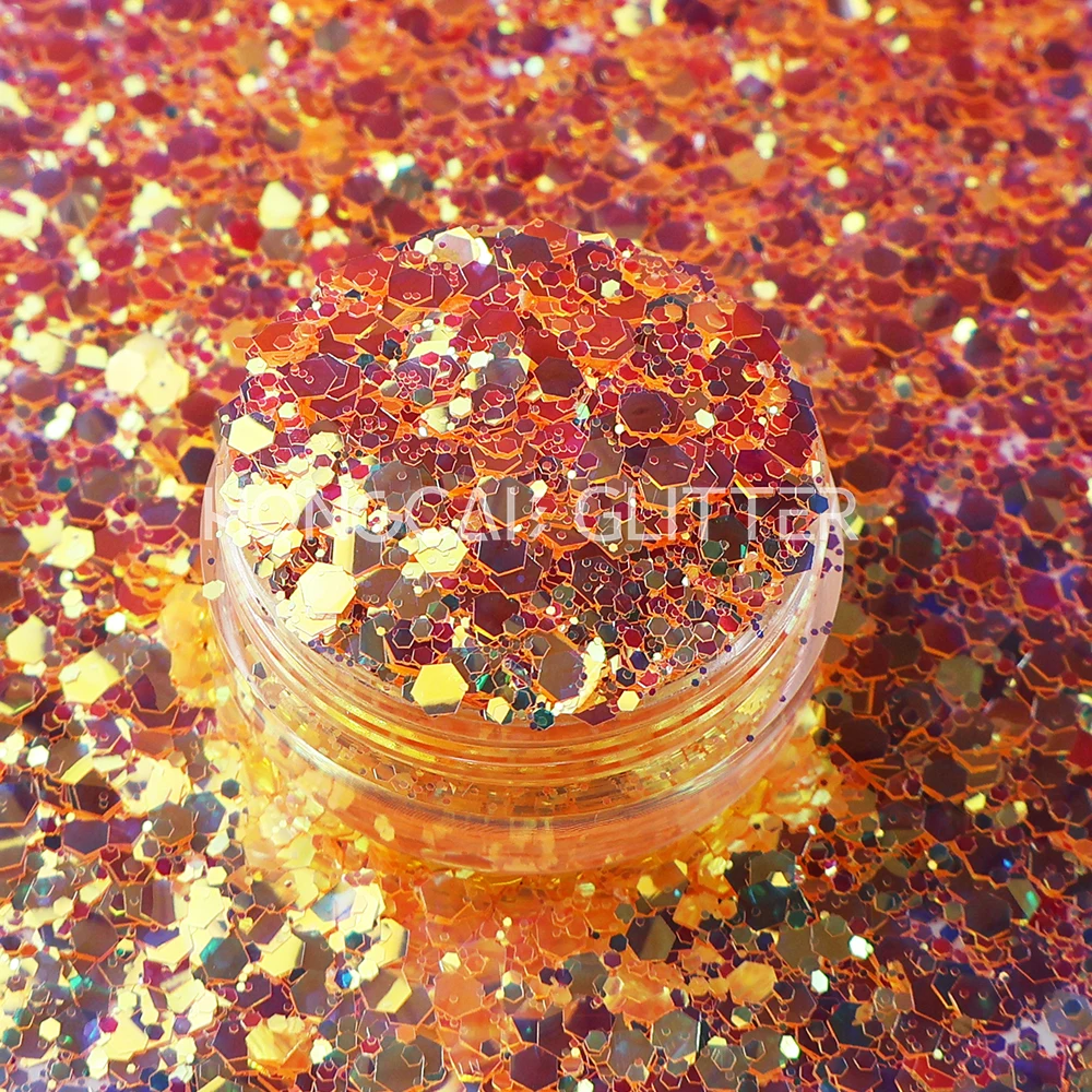 Bulk new colors cosmetic grade nails glitter sparkle fluorescence chunky mix glitter