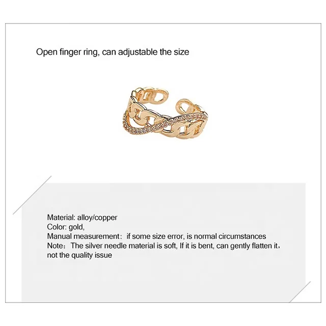 
ADELANTE Retro Micro Inlaid Ins Open Index Finger Adjustable Fashion Personalized Stainless Steel Ring 