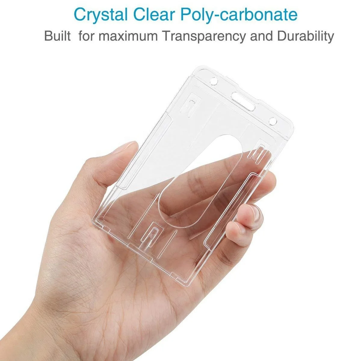 Wholesale PS PC Vertical 2 Dual Credit Card Holder Protector Cover ID Card Double Hard Plastic Portable Work Card Holder