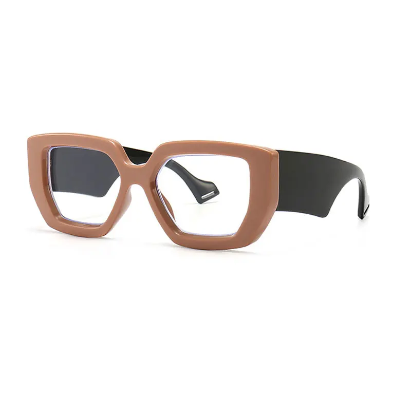 2021  retro Big PC Frame Glasses Fashion wood frame glasses Female Transparent Optical Eyeglasses