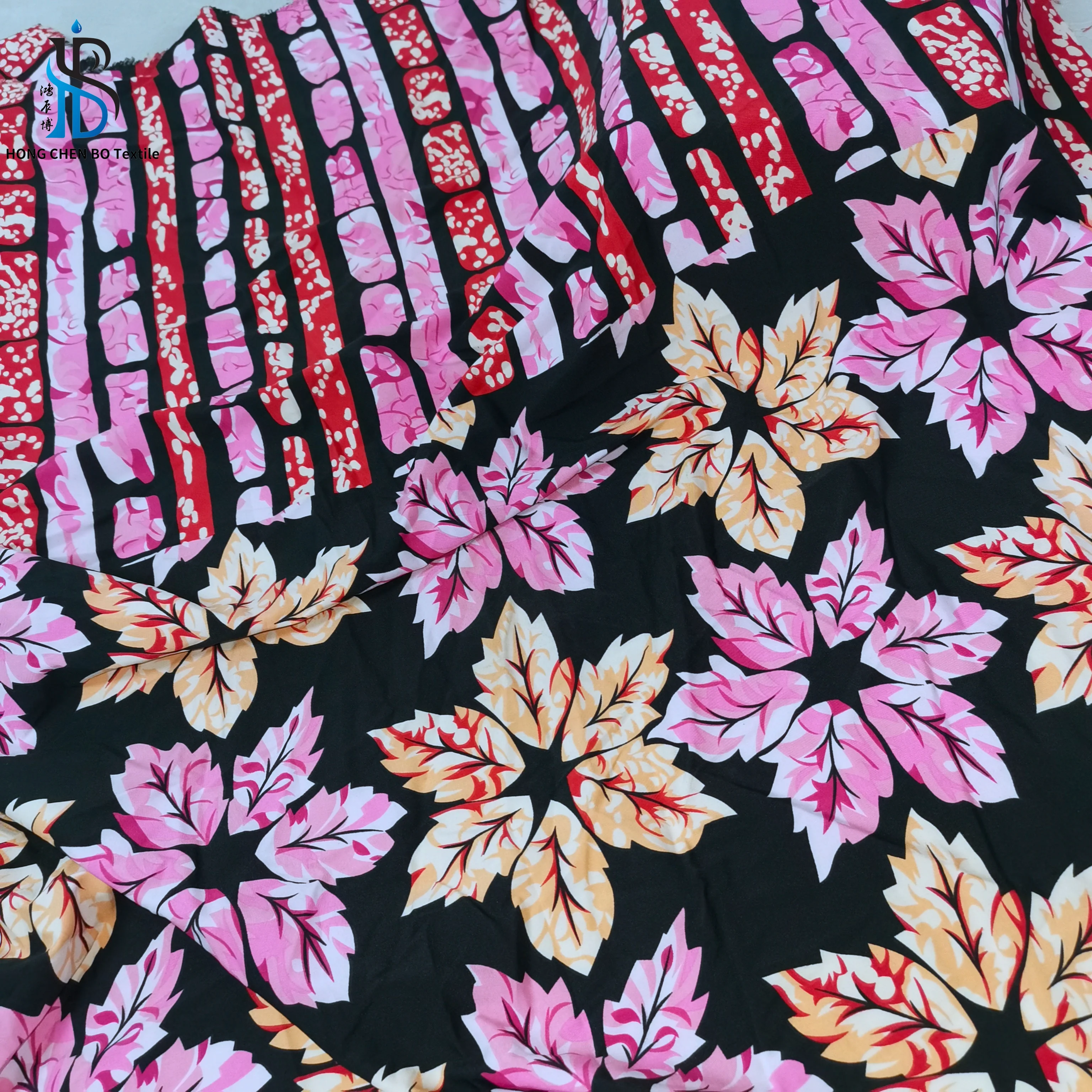 Factory direct price woven custom stretch print polyester fabric for clothing and skirt