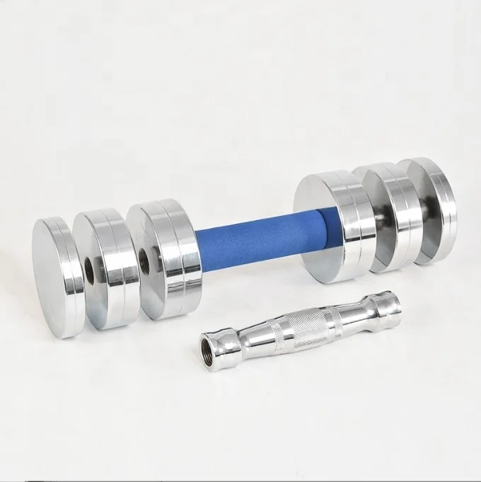 Silver chrome steel dumbbell adjustable dumbbells Set With foam handle 1-10 Kg professional dumbbell sets