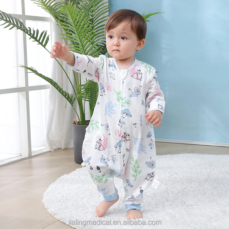 
Customized Summer Breathable Infant Baby Muslin Cotton Sleeping Bag Baby Zip Up Sleeping Suit Sack 