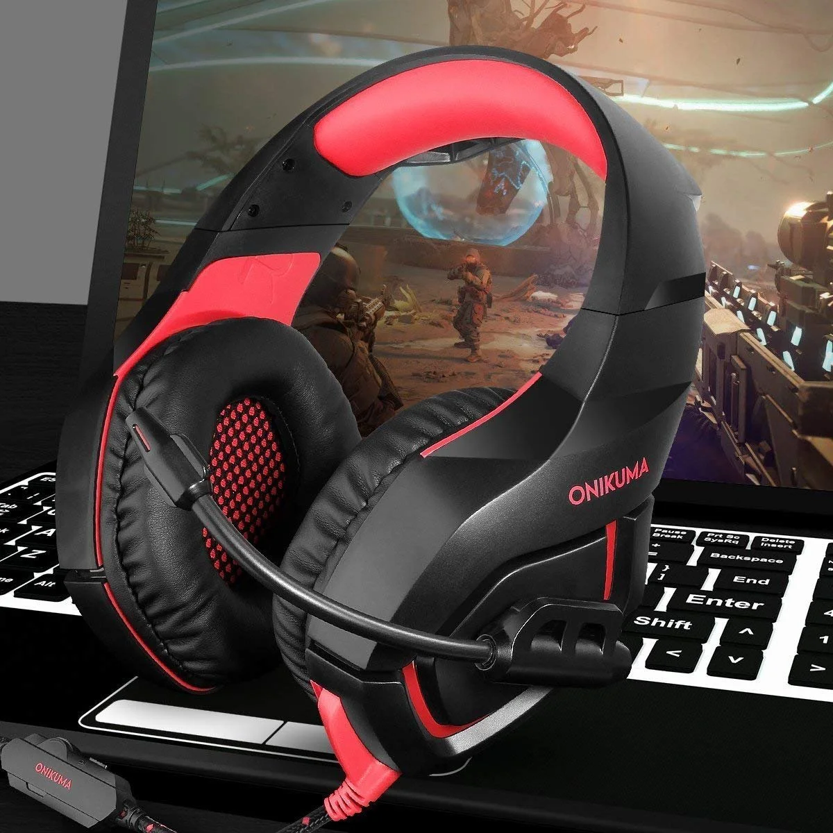 ONIKUMA Portable K1B Gaming Headset Digital Light Flexible Headband 3.5mm Interface K1B Gaming Earphones&headphones