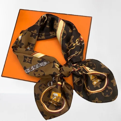 
Женский модный дизайнерский носовой платок с роскошным узором, маленький квадратный шелковый атласный шарф 