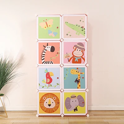 DIY plastic foldable portable folding doors cupboard pp cube cabinet kids wardrobe