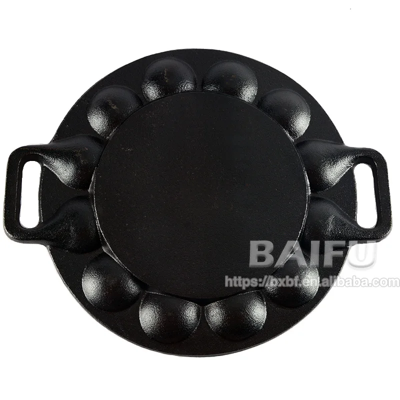 Factory Supply Pre-Seasoned Cast Iron Poffertjespan Dutch Mini Pancake Pans (19 Poffertjes)
