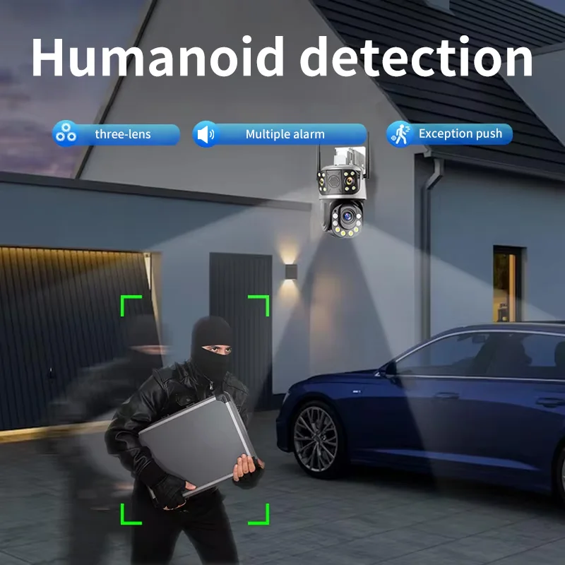 ICsee 12MP Outdoor Wireless WiFi 4G CCTV PTZ Camera Three Lens 50X Zoom CCTV IP Security Surveillance Camera