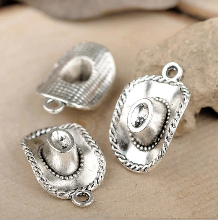 Best quality Filigree cowboy hat beads necklace custom jewelry charms pendant