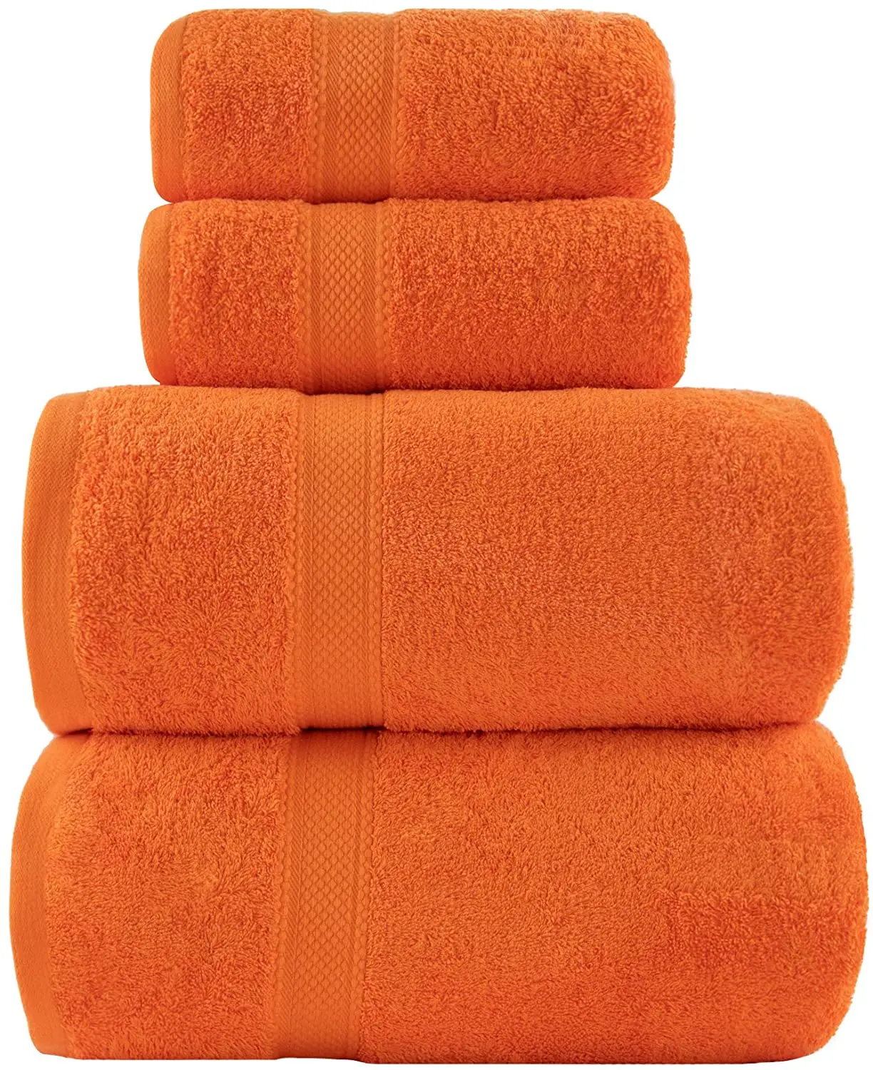 Premium quality 650gsm face towel hand towel Egyptian cotton custom bright orange plain terry bath towel