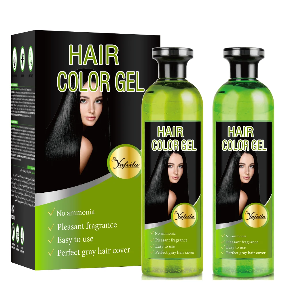 Private Label Natural Semi Permanent Hair Color Gel Grey Hair Coverage Hair Dye Gel with Plant Extracts 250ml*2