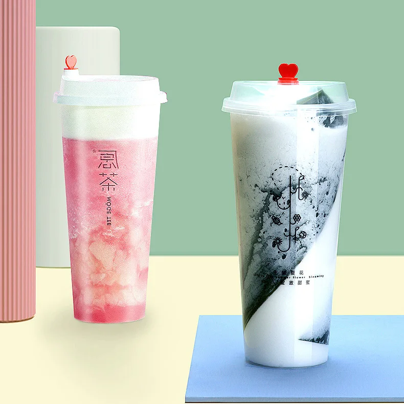 
Factory Price Low MOQ Clear Plastic Bubble Tea Cup Juice Cup with Lid 