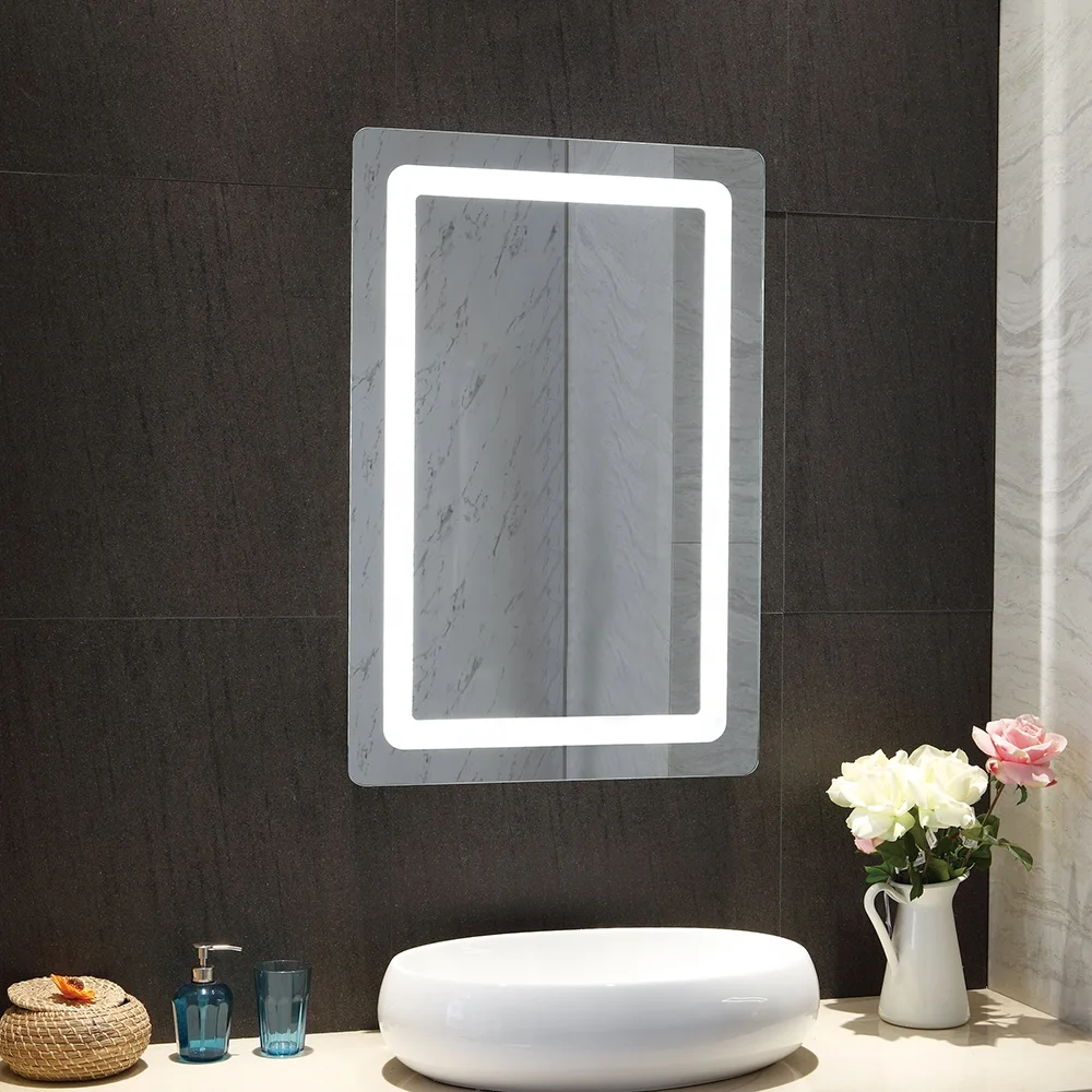 Custom Frameless Touch Switch Bath Anti Fog Mirror Rectangle Shaving Shower Room Bathroom Mirrors