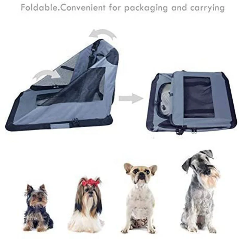 Foldable Dog Soft Crate Indoor & Outdoor Use Dog Cage Comfy Dog Travel Crate