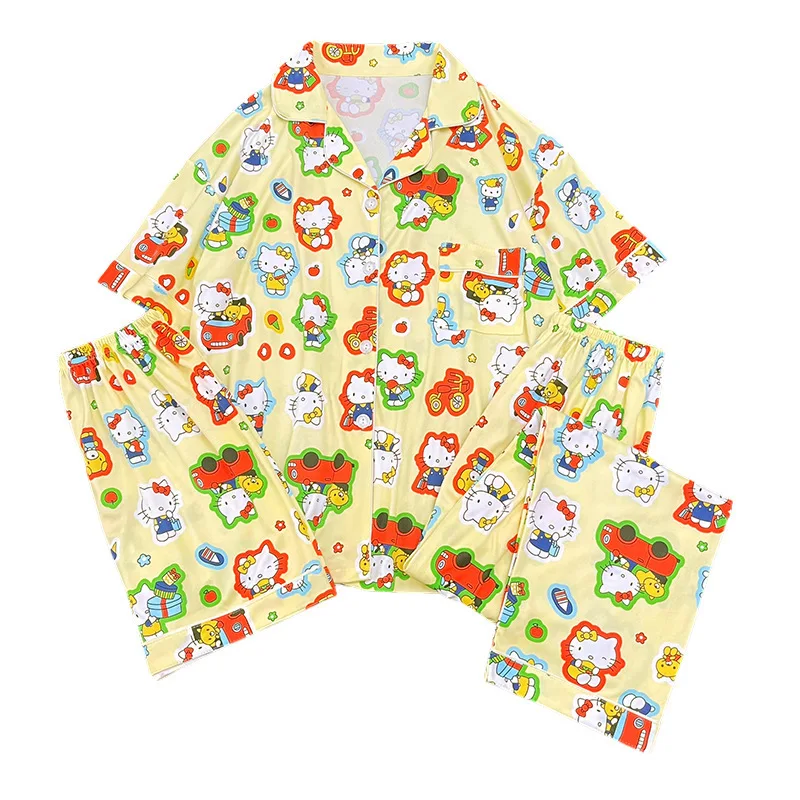 Japanese Cute Hallo Kitty Pajamas Female Students Ins Cartoon Female Spring and Fall Long Pants Home Wearable Three-piece Set of