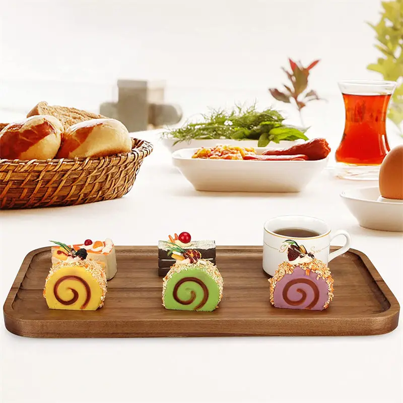 Hot Slaes Food Party Appetizers Fruit Serving Tray Rectangular Decorative Small Wood Plate for Burger