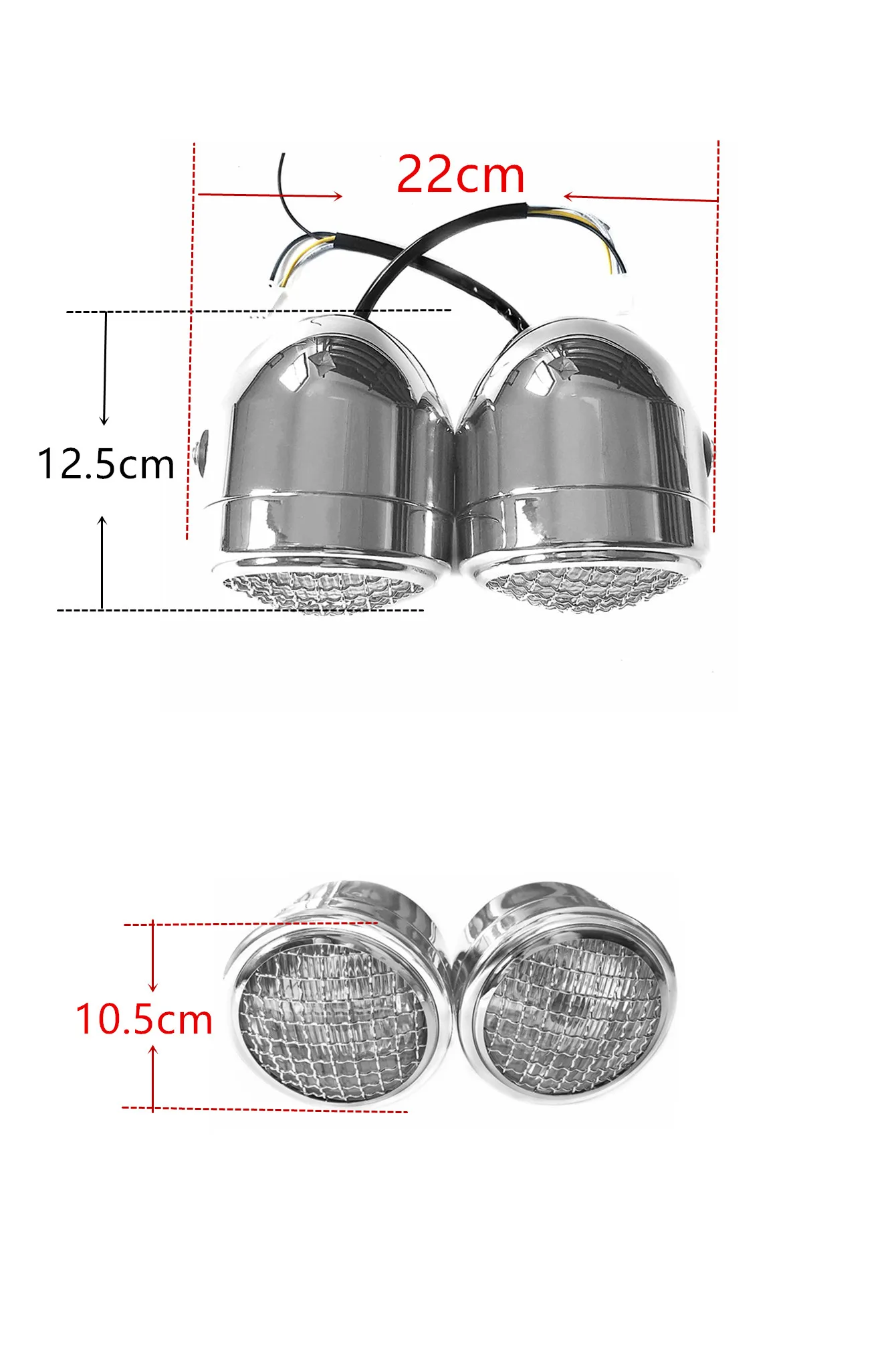 Twin Round Chrome Mesh Classic Motorcycle Headlight for Cafe Racer