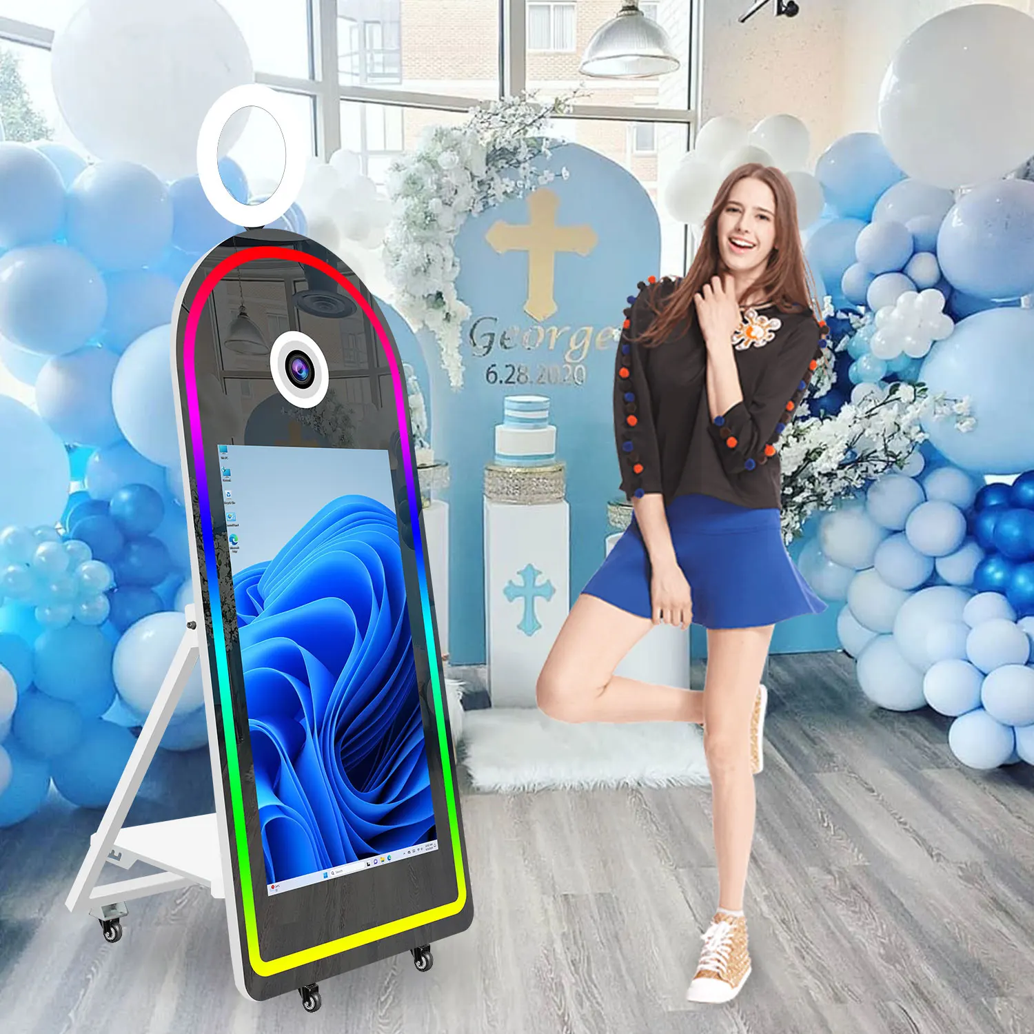 Popular Arch Mirror Photo Booth  Magic Mirror Photobooth With 43Inch Touch Screen Camera Printer For Events Party