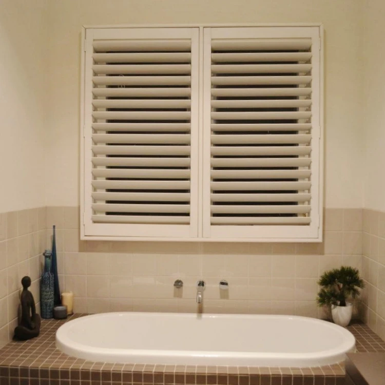 Luxury Style Bathroom Bedroom  White Color  PVC Plantation Shutters High Grade PVC Material Window Shutters