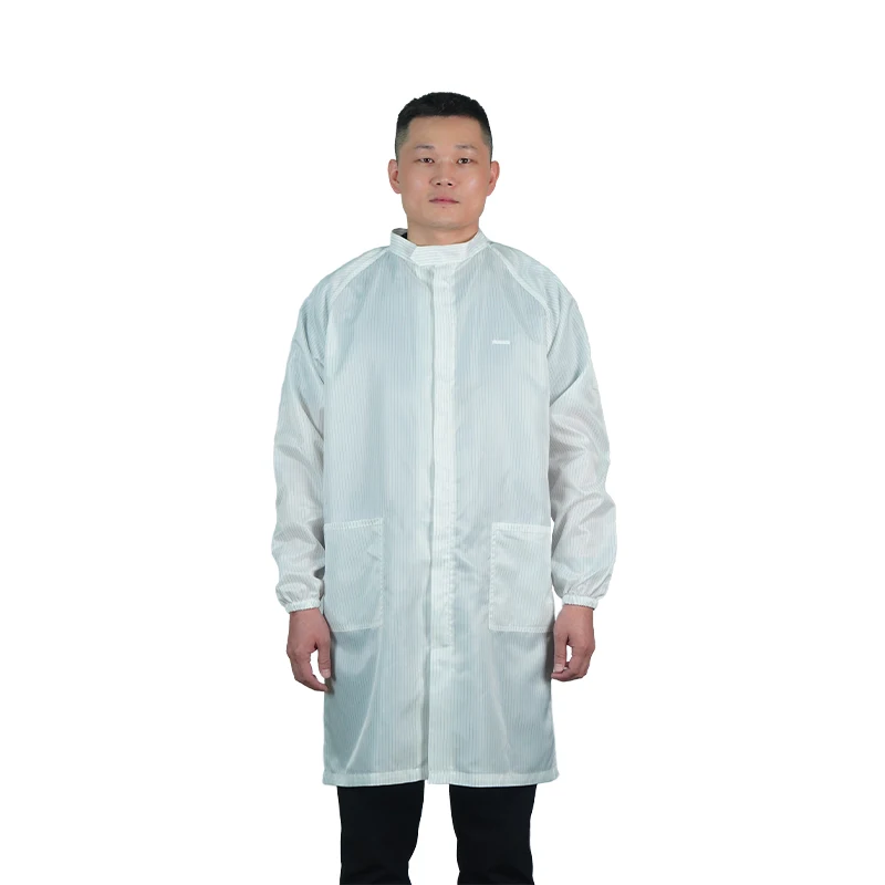 antistatic coat esd polyester clothing dustproof esd woven fabric for clothes Laboratory uniform safety smock