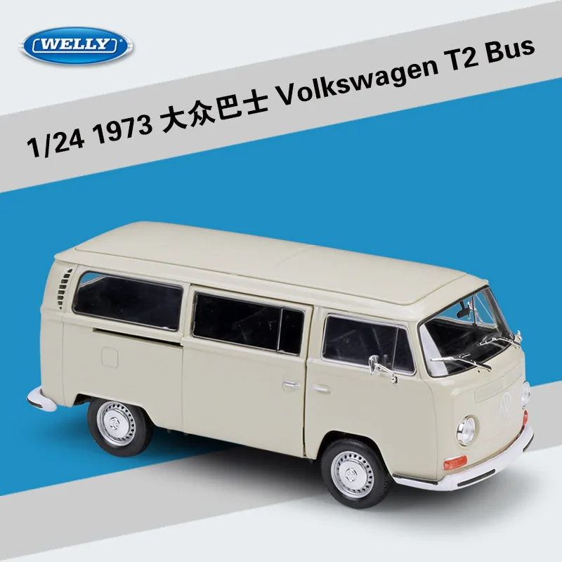 WELLY 1:24 VW T2 автобус 1972 Легкосплавные модели автомобиля Литые и игрушечные автомобили собирать игрушечный автомобиль игрушка мальчик подарок на день рождения