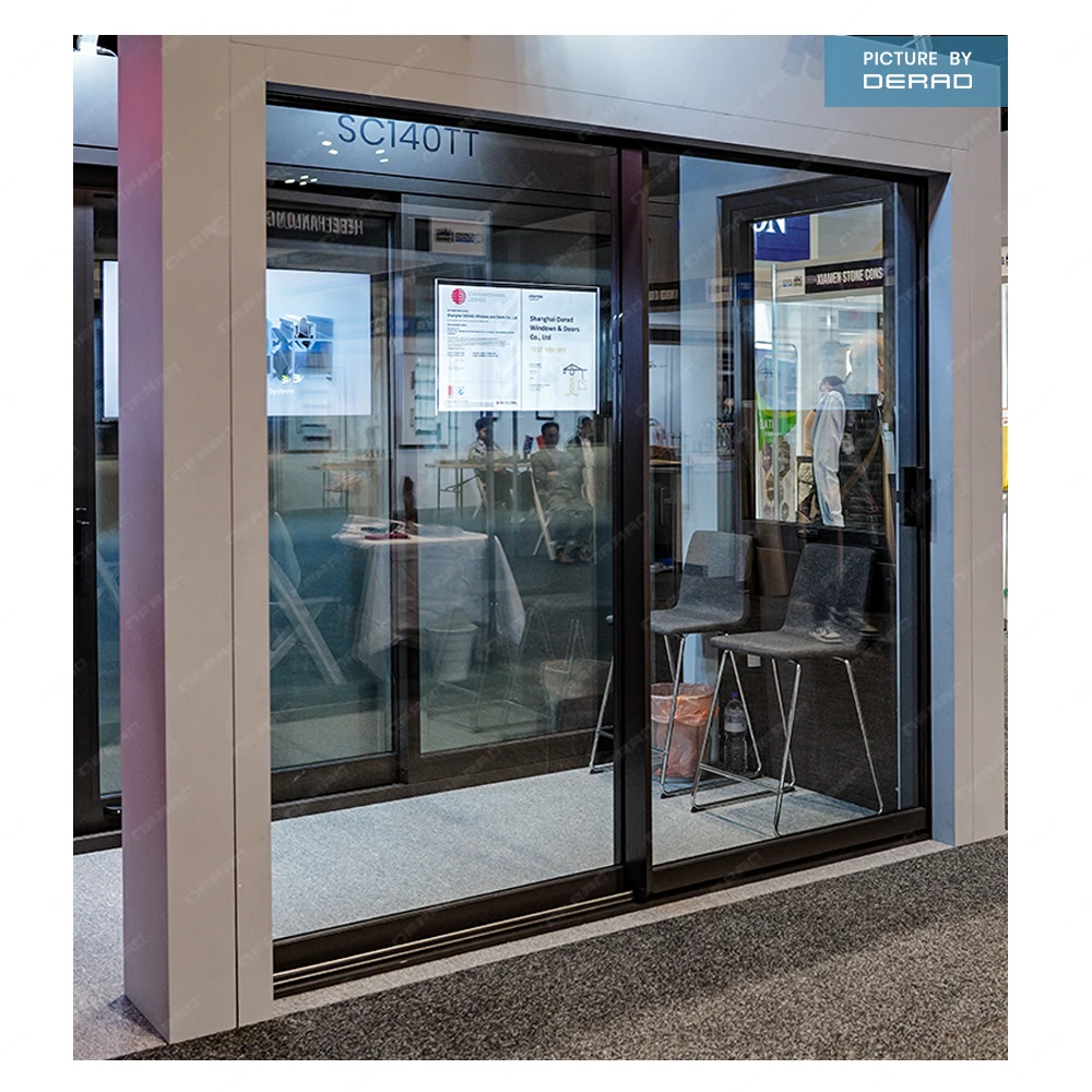 Office Meeting Room Sliding Door Apartment Commercial Aluminum Alloy Profile Double Glass Sliding Door